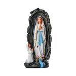 Newven Grotto of Mother Mary and Girl Statues First Holy Communion Birth Day Gifts for Girls Our Lady of Lourdes Christian Home Decor God Idol Showpiece, Multicolour, 12x8x29 Cm