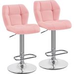 Yaheetech Barstools, PU Leather Bar Stools Set of 2, Swivel Height Adjustable Bar Chairs, Counter Stools with Backrest for Home Kitchen Bar Restaurant, 2PCS, Pink