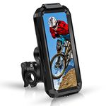 REETEE Motorbike Phone Holder Waterproof Bike Phone Holder Detachable Motorcycle Phone Mount with Touch Screen, Universal 360° Rotatable Bicycle Phone Holder for Smartphone 4.7" to 6.8" (Black S)