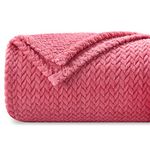 NEWCOSPLAY Super Soft Throw Blanket Coral Pink Premium Silky Flannel Fleece Leaves Pattern Lightweight Bed Blanket All Season Use (Coral Pink, Throw(40"x50"))