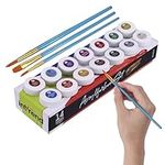 int!rend Acrylic Metallic Paint Set, 14 Waterproof Paint Colours 18 ml Each + 2 Round Brushes + 1 Flat Brush, Acrylic Paint for Paper, Wood, Clay, Stone for Painting and Crafts