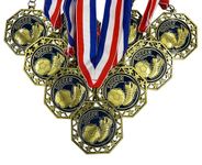 10 Pack of Soccer Gold Medals Trophy Award with Neck Ribbons EMDC214Soccer