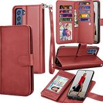 Tekcoo Wallet Case for Galaxy S21 FE 5G / S21 Fan Edition 5G, Luxury Cash Credit Card Slots Holder Carrying Folio Flip PU Leather Cover [Detachable Magnetic Hard Case] for Samsung S21 FE - Red