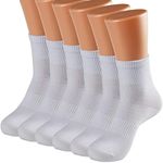 Men and Women Crew Socks Combed Cotton 3-Pairs，Athletic Sports Casual Classic White Socks, UK Shoe Size(Girl:4-7,Boy:6-9)