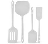 New DI ORO Seamless Series Moda 4-Piece Silicone Turner Spatula Set - 600°F Heat-Resistant Flexible Kitchen Spatulas for Nonstick Cookware - Flippers for Eggs & Pancakes - Utensils for Cooking (Stone)