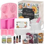 Handmade Soap Making Kit Supplies, DIY Melt & Pour Soap Making Kit for Adults: Includes 2lbs Soap Base, Dried Flowers, Pigment, Silicon Mold, Measuring Cup, Personalized Handmade Soap Set Gift