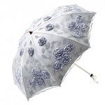 Honeystore Lace Travel Parasol Folding Anti-uv Windproof Embroidery Umbrella 9266 2-Folding Grey