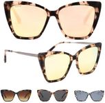 DIFF Becky II Designer Cat Eye Sunglasses for Women UV400 Polarized, Himalayan Tortoise + Toupe Flash Mirror