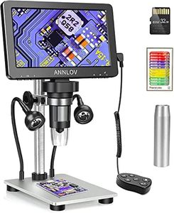 7" LCD Digital Microscope, ANNLOV 1200X Maginfication 1080P Coin Microscope with Remote, Video Microscope Camera with 8 LED Fill Lights Windows/Mac Compatible, 32GB TF Card, Extension Tube Included