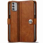 TheGiftKart Genuine Leather Finish Flip Back Cover Case for Nokia G42 5G | Inbuilt Pockets & Stand | Wallet Style | Designer Button Magnet Flip Cover Back Case for Nokia G42 5G (Brown)