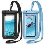 Universal Waterproof Pouch[2 Pack],Underwater Dry Bag for OnePlus Nord N200 N30,Moto G Stylus,Google Pixel 9 8 7 Pro 6a 7a 8a and Others Up to 7.0",IPX8 Waterproof Case with Lanyard,Black+Blue