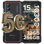 DOOGEE Blade20 Turbo 5G Rugged Smartphone 2025, Android 15& AI Rugged Phone, 32GB+256GB LPDDR5, Dimensity 7050 2.6GHz, 10300mAh Battery/ 33W, 50MP AI Camera, 6.6"HD+ 90HZ, 3 Card Slots/WIFI6/NFC-Black
