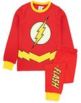 DC Comics The Flash Pyjamas For Boys | Kids Glow In The Dark Superhero Costume | T-Shirt & Legging Bottoms Pjs 9-10 Years Red