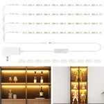 WOBANE LED Shelf Light, LED Closet Light Kit, 4PCS 20inch Pre-Cut Strip Bars, Designed for Shelves,Display Case, Bookshelf, in Cabinet Lighting, 2700K Warm White