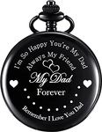 Tiny Tim Classic Black Pocket Watch My Dad Engraved Unique Memorable Gift for Men & Women Car Bike Home Key Chain & Key Rings (My Dad Forever)