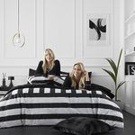 Style Sisters Bold Stripe 180 Thread Count Double Duvet Cover Set with Pillowcases Black/White