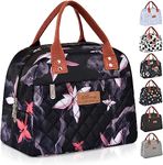 HOMESPON Insulated Lunch Bag for Women Men Lunch Tote Adult Cool Bag Lunch Box Container for Work School Picnic(Pink Flowers)