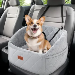 LOOBANI Dog Booster Car Seat for Small Medium Dogs: Memory Foam Dog Car Seats,Elevated Pet Car Seat for Dogs up to 35 lbs,Washable Travel Car Seat with Removable Cover, Storage Pocket