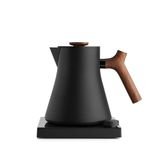 Fellow Corvo EKG Pro Studio Electric Tea Kettle - Electric Pour Over Coffee and Tea Pot - Temperature Control and Built-In Brew Timer - Matte Black with Walnut Handle - 0.9 Liter