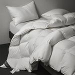 Royoliving Superior Poland Down Comforter 100% Egyptian Cotton Shell Thickened Heavyweight Winter Twin Size Duvet Insert with 4 Corner Loops and 4 Middle Tabs (White Heavyweight, Twin)