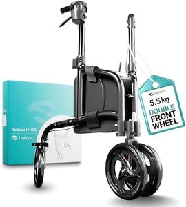 Helavo 3 Wheel Walker with Double Front Wheels - only 5,5 kg, Foldable, Narrow Walker for Indoors and Outdoors, Aluminium Rollator for The Elderly