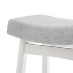 LUE BONA Bar Stools Set of 2, Barstools with Sturdy Wood Legs, Saddle Seat Counter Height Bar Stools for Kitchen Counter, Bar, Dining, 24 Inch Farmhouse Counter Stools, Light Gray