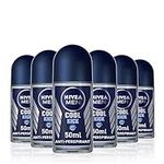 NIVEA Men Cool Kick Roll-On Deodorant Anti-Perspirant Pack of 6 x 50 ml