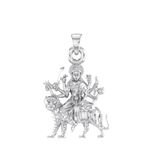 Akshat Sapphire Sterling Silver (92.5% purity) Goddess Durga Maa Pendant for Men & Women Pure Silver Durga Maa Locket for Good Health & Wealth (Durga Maa Pendant (21MM))