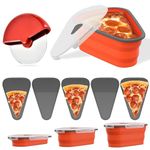 IANTI Premium Pizza Container Expandable Set With 5 Microwavable Trays and 1 Bonus Pizza Cutter, Red, Elevate Your Pizza Experience.