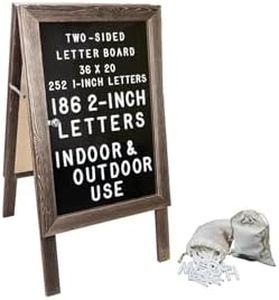 Excello Global Products Large Wooden A-Frame Sign 36x20 Felt Letter Board with Changeable Letters & Enclosure-Freestanding Rustic Vintage Message Felt Board-Double Sided Display-Standing Sidewalk Sign