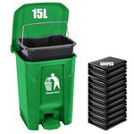 mayayaday Outdoor Dog Poop Trash Can, Dog Waste Trash Can Pet Waste Container for Dog Poop Garden Yard Home with Lid and Removable Inner Bin, 500PC Waste Bag, Green