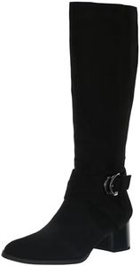 Anne Klein Women's Maia Fashion Boot, Black Suede, 6.5