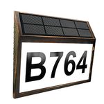 House Numbers, Solar Powered LED Address Plaques Luminous Digital Lights for House and Yard, Included 3 Sets Numbers & 26 Letters (Bronze)（Cool light）（8.6inch*6.4inch）