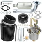 GREHUA Mini Bike Carburetor Carb Air Filter Adapter Exhaust Pipe Muffler Stage 2 Kit Compatible with Predator 79cc Coleman Powersports CT100U CC100X 98cc 3.0HP Minibike Go Kart Performance Parts Black