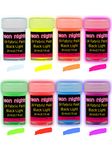 neon nights UV Black Light Fluorescent Glow Fabric & Textile Paint Ultraviolet - Set of 8