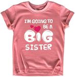 Big Sister Shirt I'm Going to Be A Big Sister New Announcement Toddler Shirts Girl Promoted Outfit Baby Girls Heart tee, Mauve, 18 Months