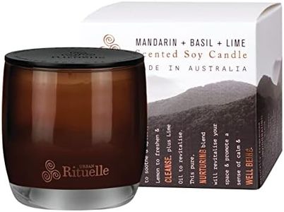 Urban Rituelle Equilibrium Natural Soy Coconut Candle, 140g - Scented Candle with Mandarin, Basil & Lime, Uplifting Aroma with Dual Cotton Wicks & Long-Lasting Burn for an Invigorating Atmosphere
