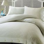 Nimsay Home Soft Touch Hotel Quality Non-Iron 100% Egyptian Cotton Sateen Satin Stripe Duvet Cover Set - Cream - Single