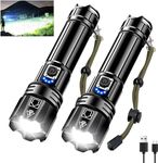 ANKRA Rechargeable Flashlight 990000 High Lumens，Powerful LED Tactical Flashlight XHP70.2 with 5 Modes & Zoomable & IPX7 Waterproof, Brightest Flashlight for Outdoor Camping, Hiking, Home(2 Pack)