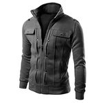 HZMM Hoodies Men Women Long Sleeve Hooded Mens Designed Cardigan Lapel Coat Slim Jacket Men's Coats & Jackets Hoodie Solid Color Warm Stylish Dark Gray, 3XL