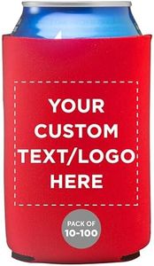 Custom Neoprene Collapsible Can Coolers 12 oz. Set of 100, Personalized Bulk Pack - Great for Weddings, Parties, Anniversary, Indoor & Outdoor Events - Red