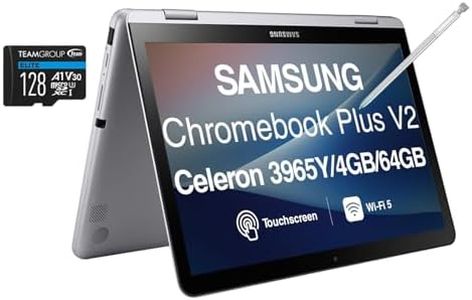 SAMSUNG 12.2" FHD 2-in-1 Touchscreen Chromebook Plus Laptop (Intel Celeron 3965Y 2-Core, 4GB RAM, 192GB Storage (64GB SSD+128GB Micro SD Card), Stylus Pen, Wireless Mouse, WiFi, Chrome OS)