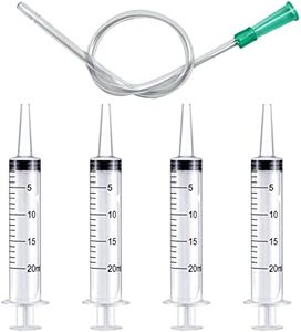 4pcs 20ml Plastic Syringes with 1pc 13inch Plastic Tubing, Syringe for Liquid in Scientific Lab, Pet Feeding, Glue Syringe for Craft Making, Epoxy Resin, Lubricant, Lip Gloss Filling and Supplies