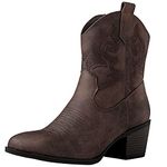 GLOBALWIN Women's The Western Wear Fashion Cowboy Cowgirl Free Birds Country Concert Disco Outfits Low Heel Walking Boots For Ladies, 19yy16 Brown, 7.5