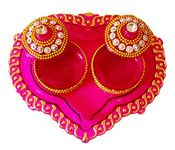 DMS RETAIL Acrylic Heart Shape Pooja Thali with 2 Kumkum/Chawal Holder (Multi_15 x 150 cm)