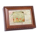 Cottage Garden Granddaughter Treasure Woodgrain Rope Trim Music Box Plays Wonderful World