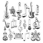 WOCRAFT 50pcs Bulk Lots Instrument Music Notes Charms for Jewelry Making Mixed Smooth Tibetan Silver Metal Charms Pendants DIY for Jewelry Making Necklace Bracelet and Crafting M354