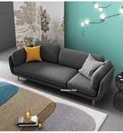 PREMIUM CART Velvet Contemperory Sofa with Cushion Chaise Lounge Sectional Sofa Perfect for Living Room & Bedroom Guests Home & Office (Velevt Dark Grey), 3 Seater