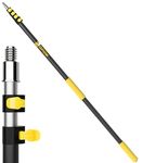 24ft Telescopic Extension Pole, Long Telescoping Pole with Twist-on Metal Tip, Lightweight Sturdy Paint Roller Extendable Pole for Hanging Light Bulb Changer, Duster, Window & Gutter Cleaning