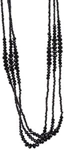 Vintage Midnight Black Sparkly Beaded Necklace Jewelry (Very Long - 37 Inches)